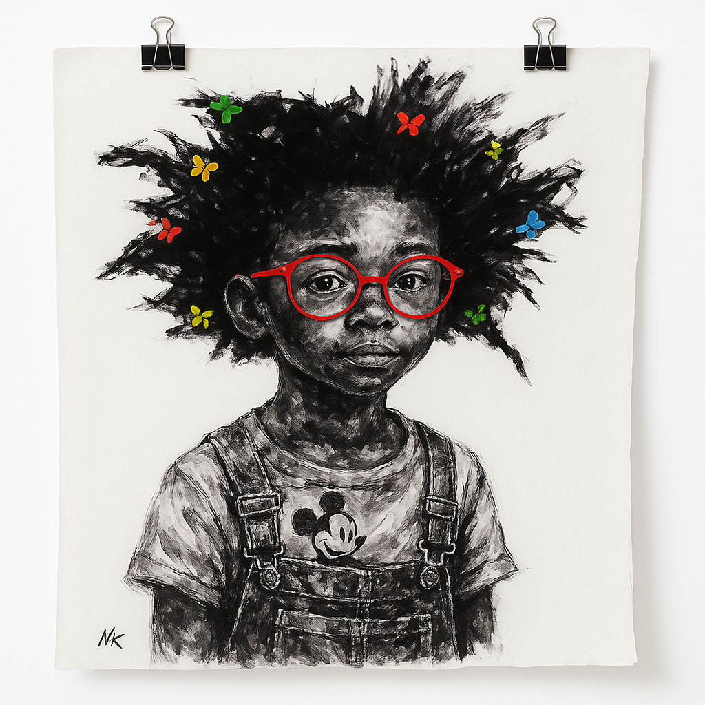 Boy With Red Glasses Black And White Style