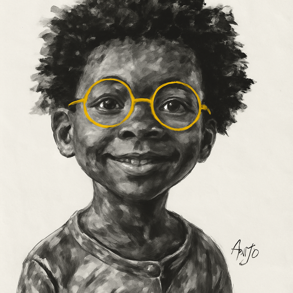 Boy With Yellow Glasses Black And White Style